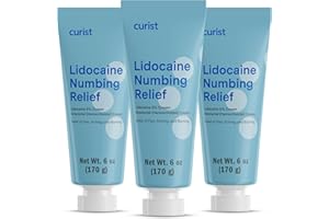 Curist 5% Lidocaine Cream Topical Pain Relief - 6 oz (170 g) XL Tube - Numb Quickly & Effectively with 5% Lidocaine Numbing Cream - (3 Pack - 6 oz Tube)