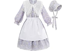 Nuoqi Pioneer Dresses for Girls Laura Ingalls Wilder Costume Colonial Girls Costume
