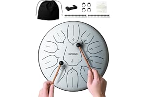 NIPINUS Rain Drum for Outside Garden, Steel Tongue Drum - 6 Inch 11 Notes Metal HandPan Drums,Waterproof Rain Chime,Musical Gifts