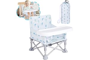 Otrolepota Portable Booster Seat, Toddler Baby Seat with Tray for Dining Table Compact Floor Chair for Camping Lawn Beach Babies Travel 6-36 Months