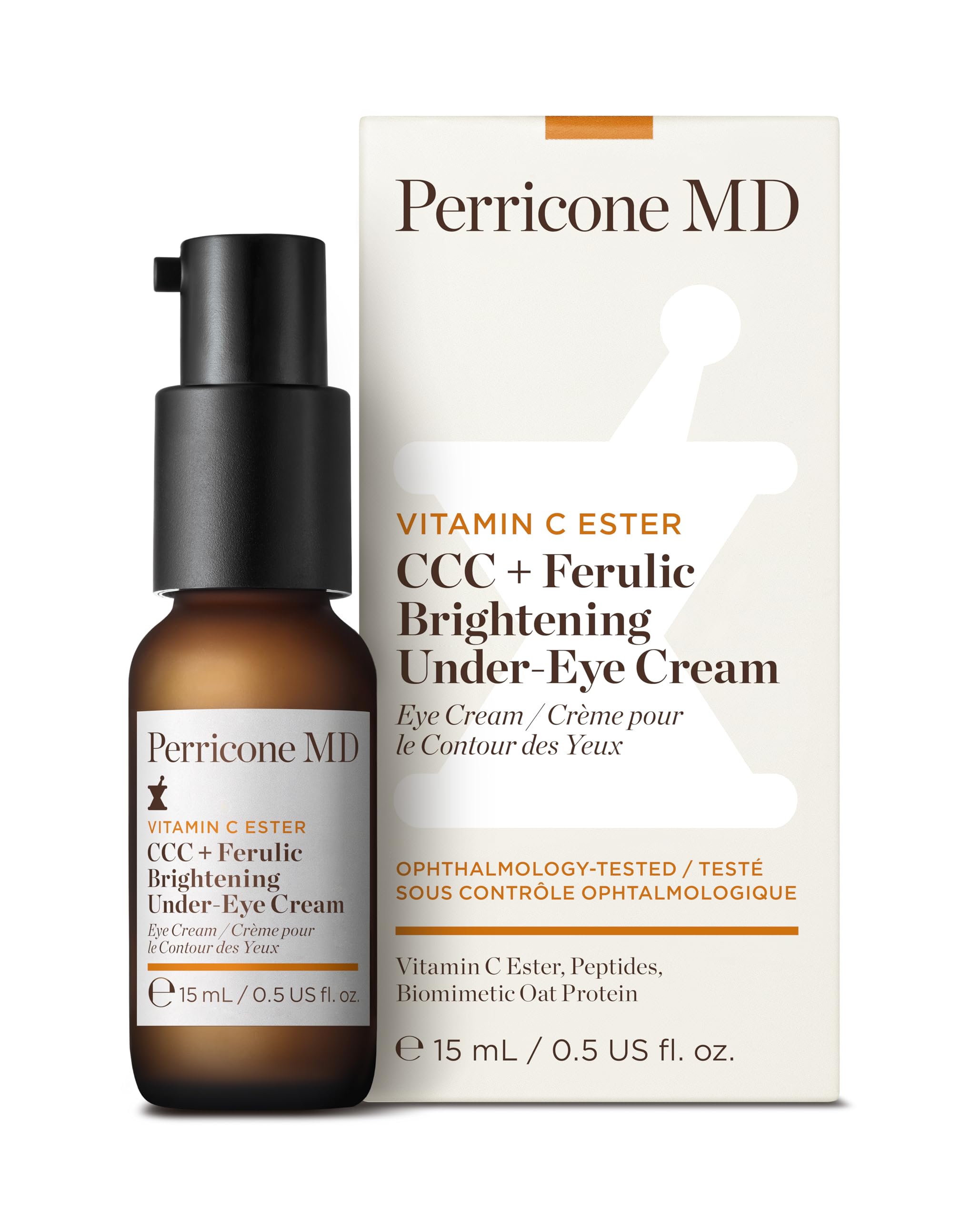 Perricone MD Vitamin C Ester CCC+ Ferulic Brightening Under-Eye Cream, 0.5 fl. oz. - Brightening Eye Cream with 3 Forms of Vitamin C & Ferulic Acid – Reduces Dark Circles – Ophthalmologist-Tested