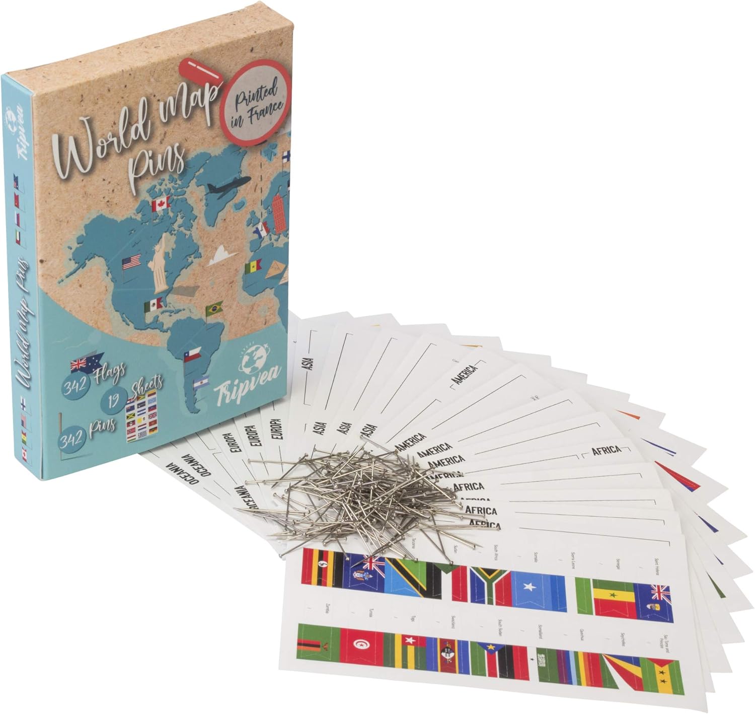 Tripvea Small World Flags Pins Set of flags stickers and metal pins