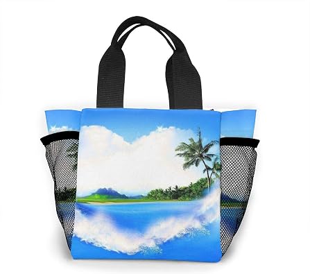 Amazon ランチバッグ エコバック 買い物バッグ ハワイ 風景 手提げ バッグ ト おしゃれ 手提げバッグ お弁当 かわいい エコバッグ 買い物バッグ