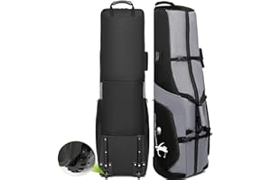 BISKLNDN Golf Travel Bag with Wheels, 1680D Heavy Duty Oxford, Soft Foldable, Golf Club Travel and Flight Bag for Airlines, Universal Size, All-Round Protection