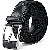 Aegero Mens Belt, Canvas Elastic Fabric Woven Stretch Multicolored Braided Belts for Golf Casual Pants Shirts Jeans