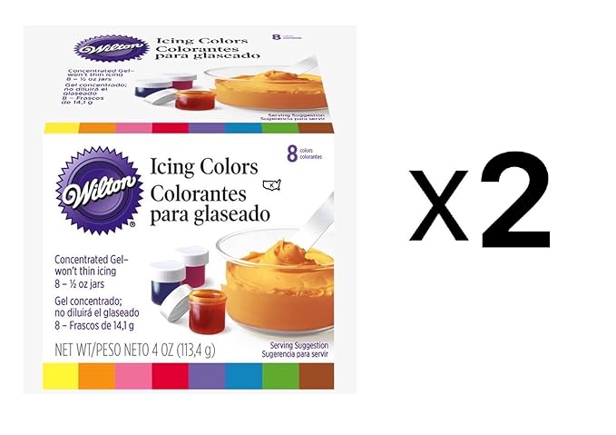 Wilton Set Of 8 Icing Colors Cake Decorating Fondant & Frosting 1/2oz (2-Pack)