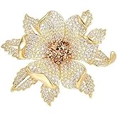EMEGCY Rhinestone Flower Brooch Austrian Crystal Flower Pin 18k Gold Plated Floral Brooch Lapel Pin Jewelry Mother's Day Birthday Gifts for Mom Wife