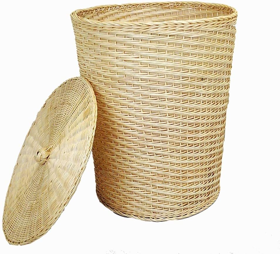 Laundry Baskets Rattan Weave Large with Lid, Round, 38x45cm