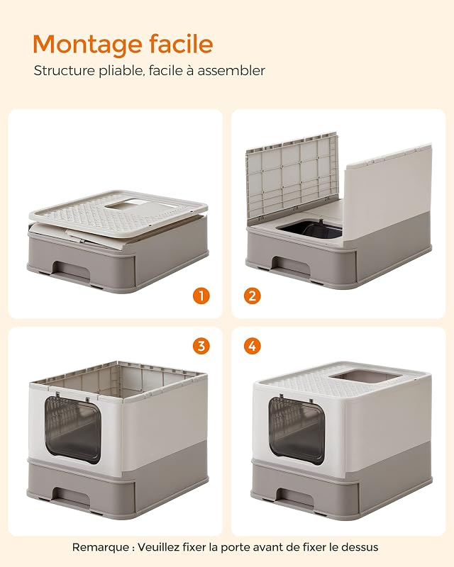 Bac à Litière Fermé XXL, Maison de Toilette, Plateau Amovible