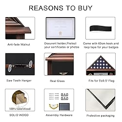 Tieeqe Large Military Shadow Box - Solid Wood