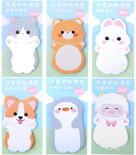 Lot De 20 Blocs-notes Autocollants Animaux Mignons - Post-it Kawaii En Forme D'animaux, Idéal Pour écoliers, Bureau, Cadeaux Enfants - 8