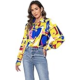 Floral Blouses for Women,2025 Spring/Summer Long Sleeve Button Down Shirts Casual Dressy Blouse Shirts Tops