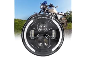 Zmoon 7 inch LED Headlight for Motorcycle with Hi/Low Beam & Amber/White Turn Signal, 7'' DOT Round Headlight Compatible with Harley-Davidson Jeep Wrangler JK LJ CJ Hummer H1 H2, 1PCS