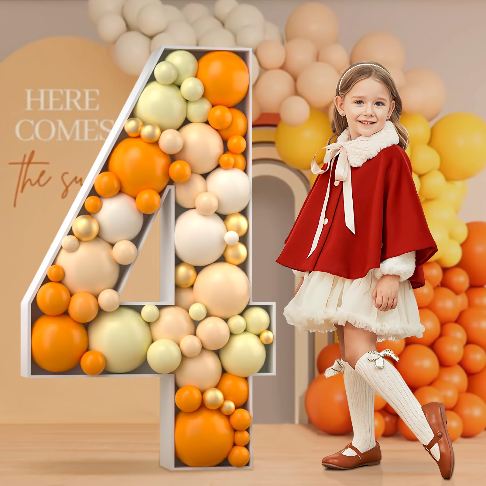 Photo 1 of 4FT Marquee Number, Mosaic Numbers for Balloons, Mosaic Balloon Frame, Marquee Number, Number 4 Balloon for 4th 24th 40th Birthday Decorations for Men Women, 40th Anniversary Decorations