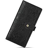 GAEKEAO Womens Wallet Slim Thin RFID Blocking Ladies Card Holder Floral Vegan Leather Long Bifold Clutch with Zipper Pocket