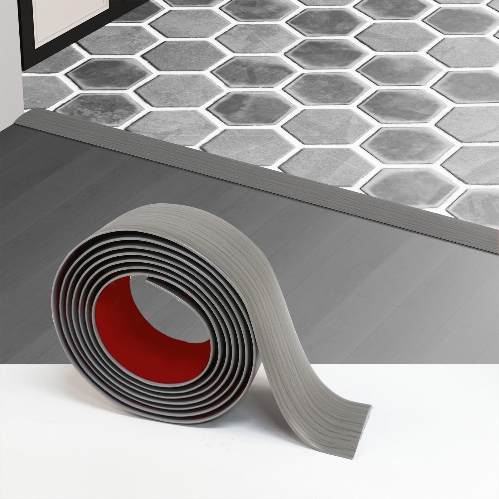 Greymond 10 Ft x 2" Floor Transition Strip Doorways, Vinyl Adhesive ...