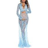 COSYOU Maternity Dress for Photoshoot Sheer Lace Dresses for Maternity Photography Costume Party Milk Bath Dress
