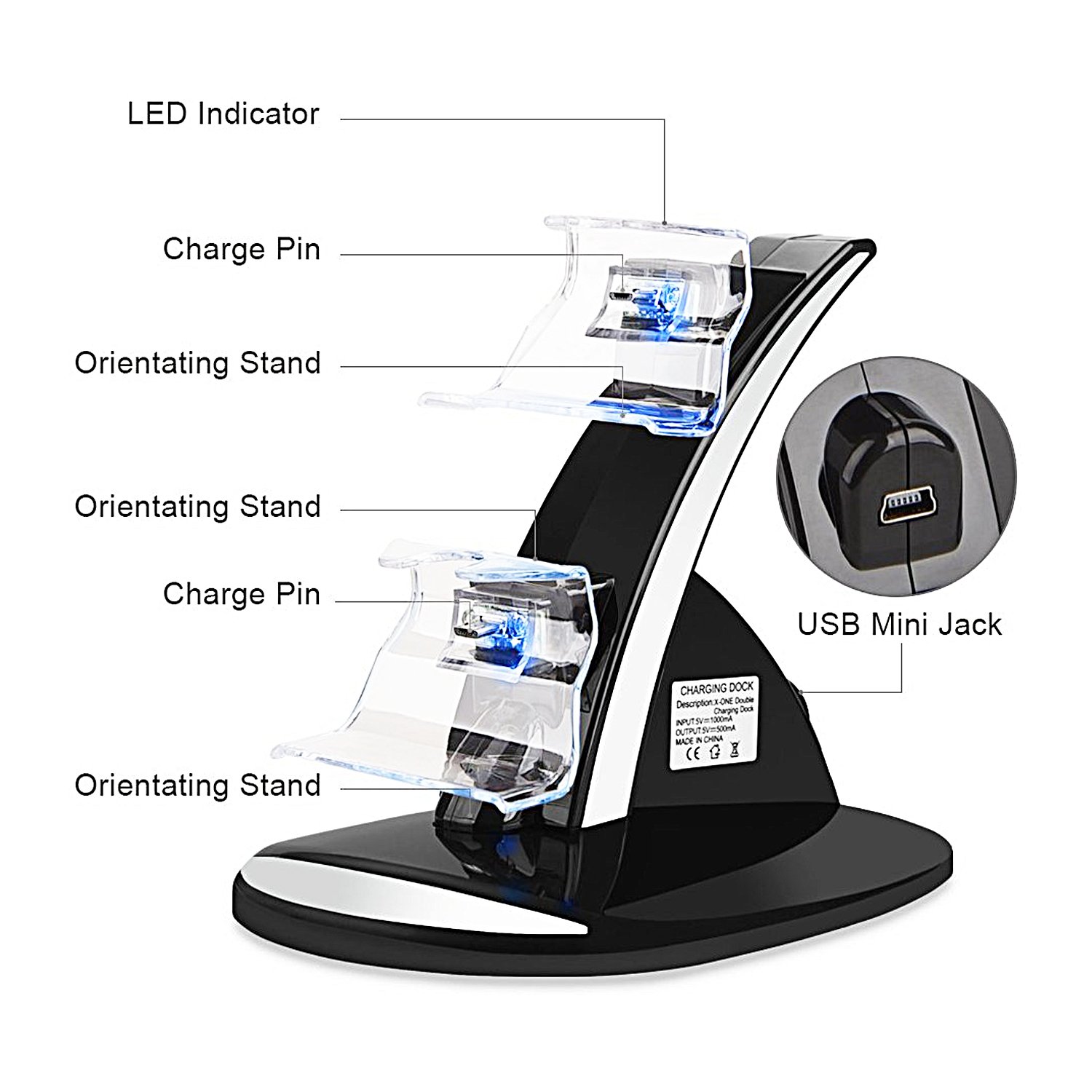 Xbox One Controller Charger Charging Docking Station Stand with USB Charging Cable for Xbox One Xbox One S Controller