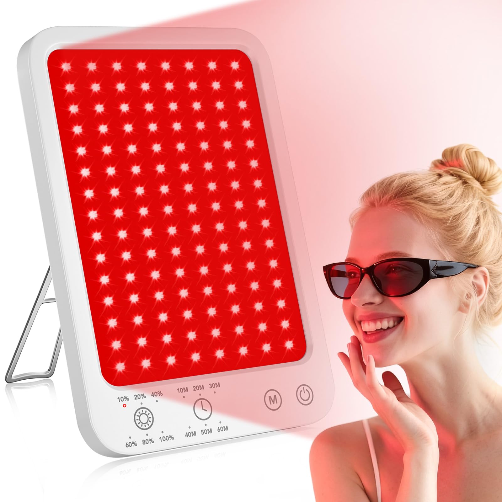 Photo 1 of Red Light Therapy for Face Body, Red Light Panel with Adjustable Stand, 660nm and 850nm Near Infrared Therapy Lamp with 3 Modes, 6 Adjustable Brightness and Timer, Home and Travel Use,Gift for Women