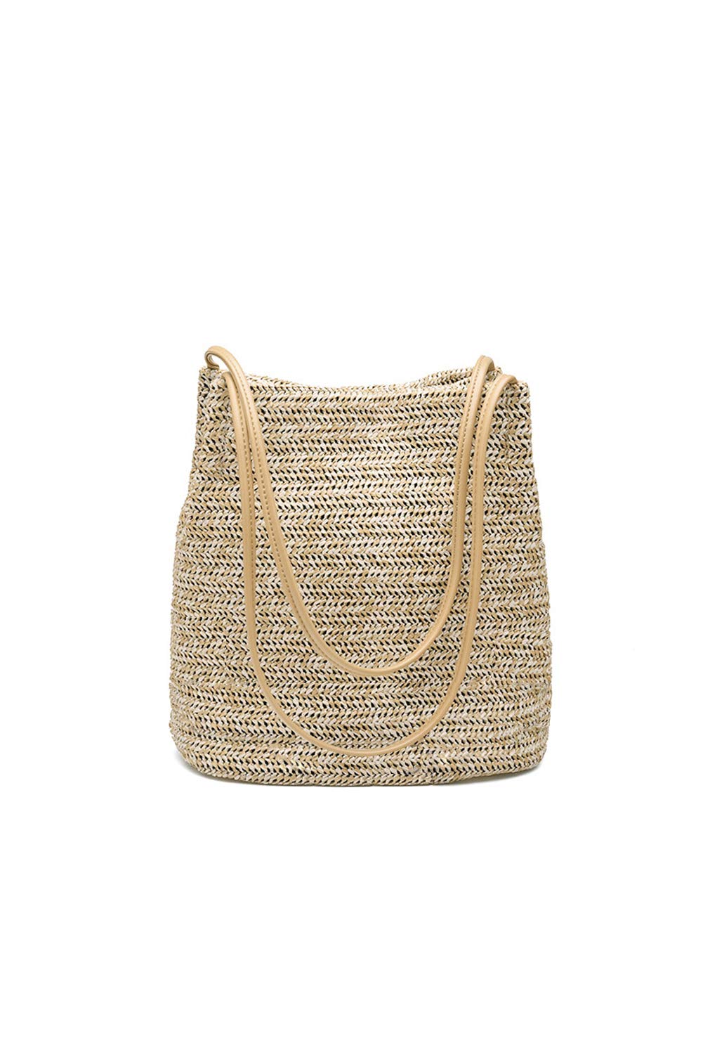 Ulisty Small Straw Bag Weave Bag Summer Beach Bag Shoulder Bag Handbag Bucket Bag for Women/Girls Khaki