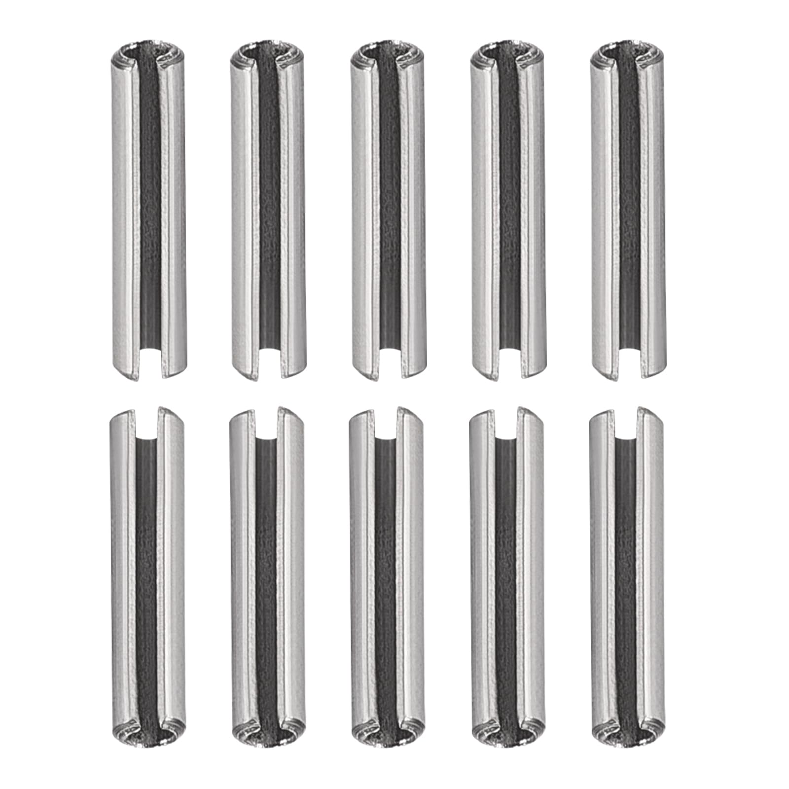DTGN 1.5mmx6mm(DxL) Slotted Spring Pin - 50Pack - Good for Home Machine Fastener - 304 Stainless Steel Spring Dowel Tension Roll Pin - Silver