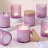 MATAHUM 8 Pack Purple Candle Jars for Making Candles, 7 OZ Empty Glass Candle Making Jars with Bamboo Lids for Candle Making Supplies, Candle Containers Vessels for Home DIY Decoration