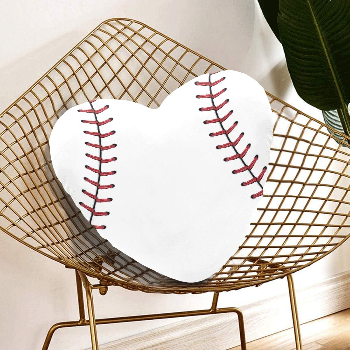 Almohada de corazón para niños Softbol Béisbol Encaje Rojo sobre Blanco