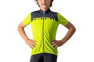 Castelli Neo Prologo Jersey - Kids' Electric Lime/Savile Blue, 10