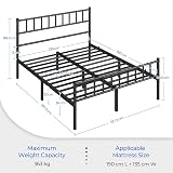 Yaheetech Double Metal Bed Frame 4ft6 with Headboard and Footboard Black view 9