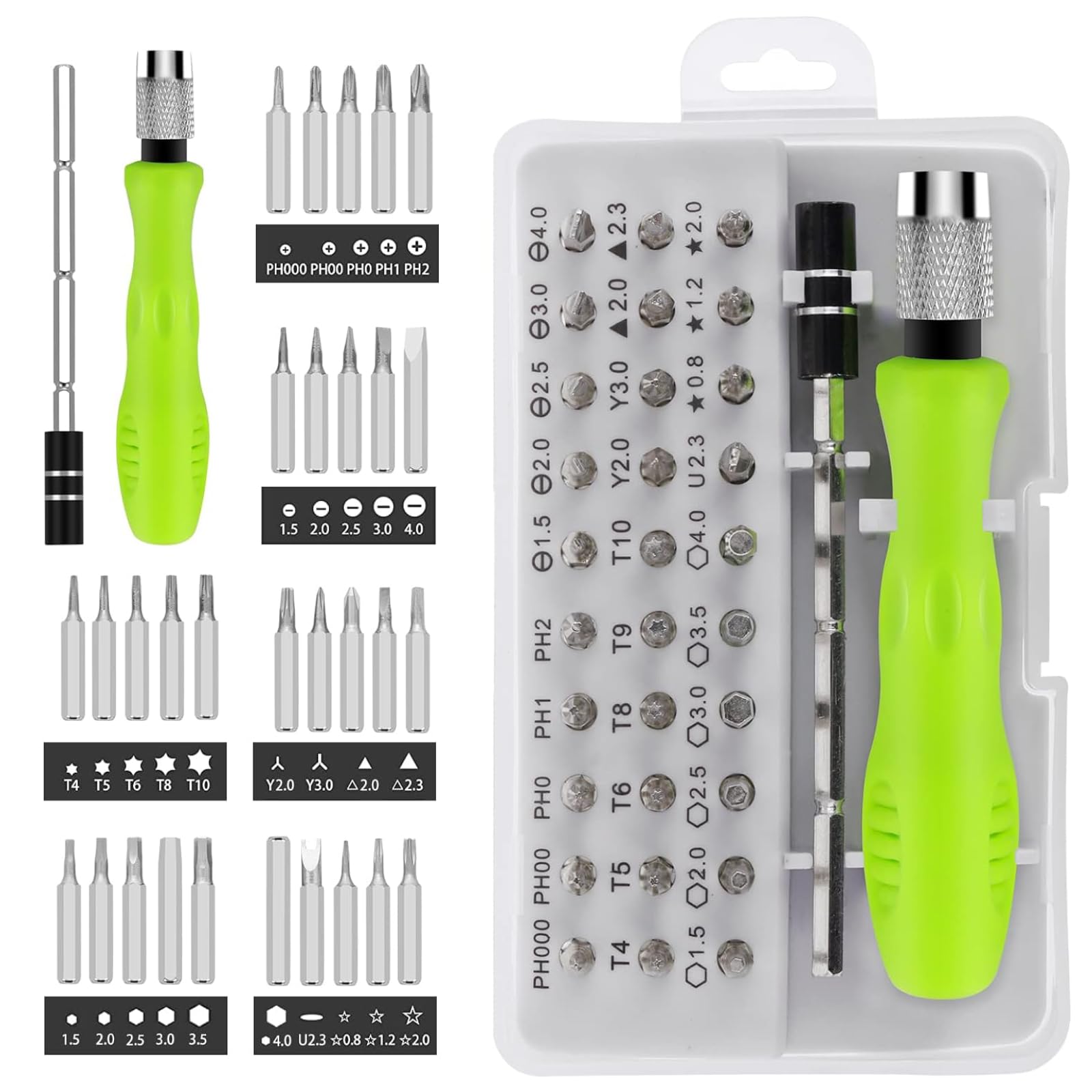 32 in 1 Precision Screwdriver Set - Philips Torx Y Shape Slotted Hexagon T Shape Triangle Magnetic Screwdriver Bits, Mini Screwdrivers Kit for PC,Laptop,Watch, Glass Jewelry, Screw Driver Set