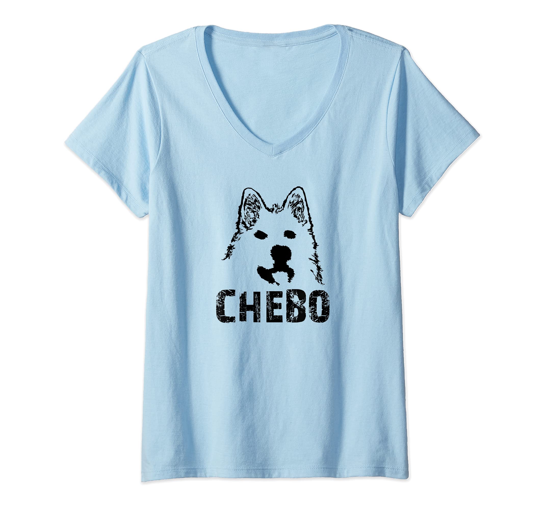 Womens CHEBO DOG FUN V-Neck T-Shirt