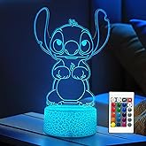 Cool Night Light 3D Night Light Cute Stitch Night Light - Anime Charater 16 Color Change Decor Lamp with Remote, Dim, Timer,K
