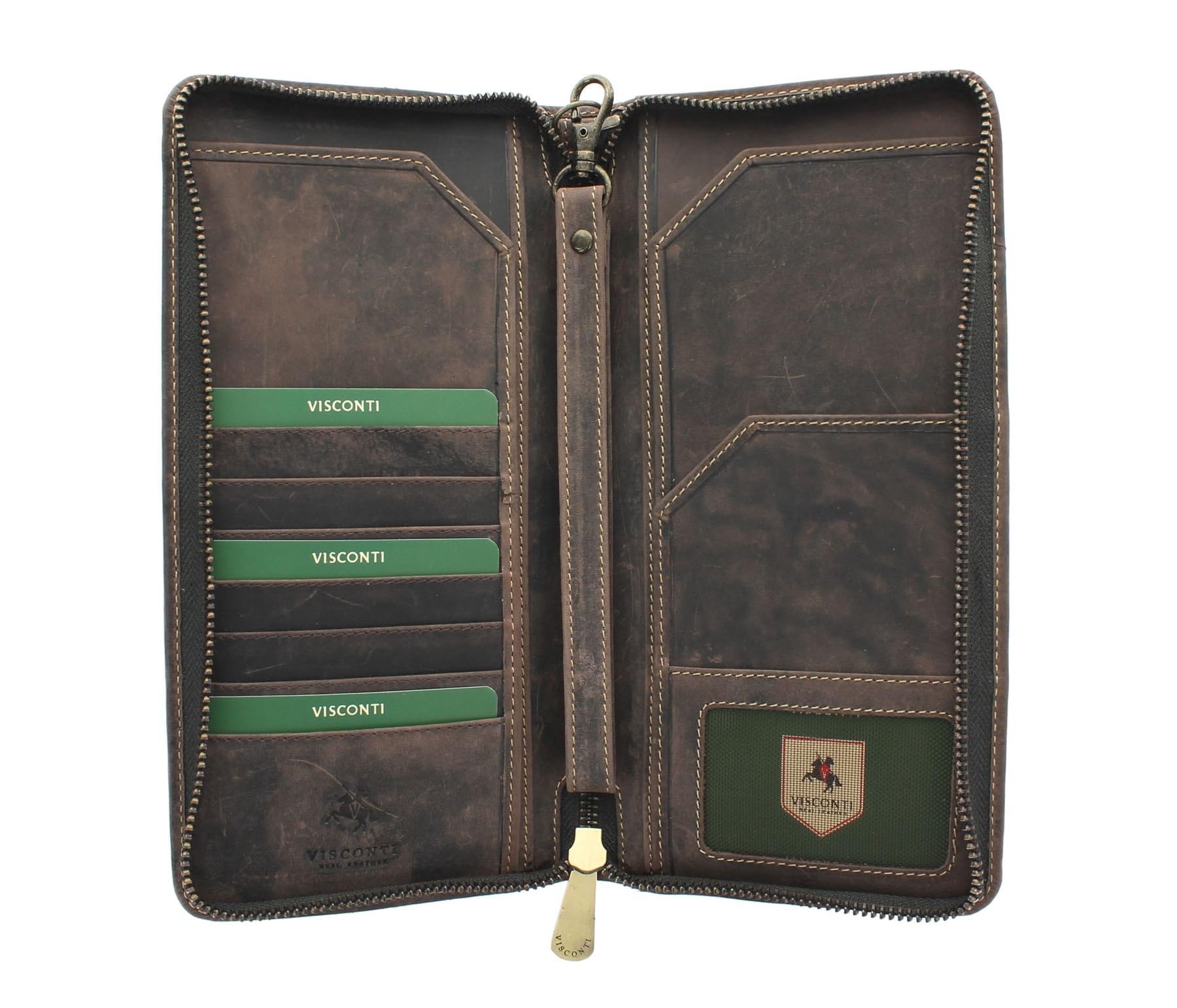 VISCONTI Hunter Collection Wing Leather Travel Wallet & Strap RFID Blocking 728 Oil Brown โ image 1