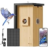 Birdfy Bird House with Camera Solar Powered with Iron Guard for Outside, AI Identify, 1080P HD & Night Vision for Bluebird Finch Swallow Wren Chickadee Nesting Watching, Auto Detect & Notify