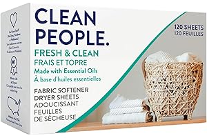 The Clean People Fabric Softener Sheets - Dryer Sheets - Softens & Removes Static Cling - Vegan Laundry Softener With Essenti