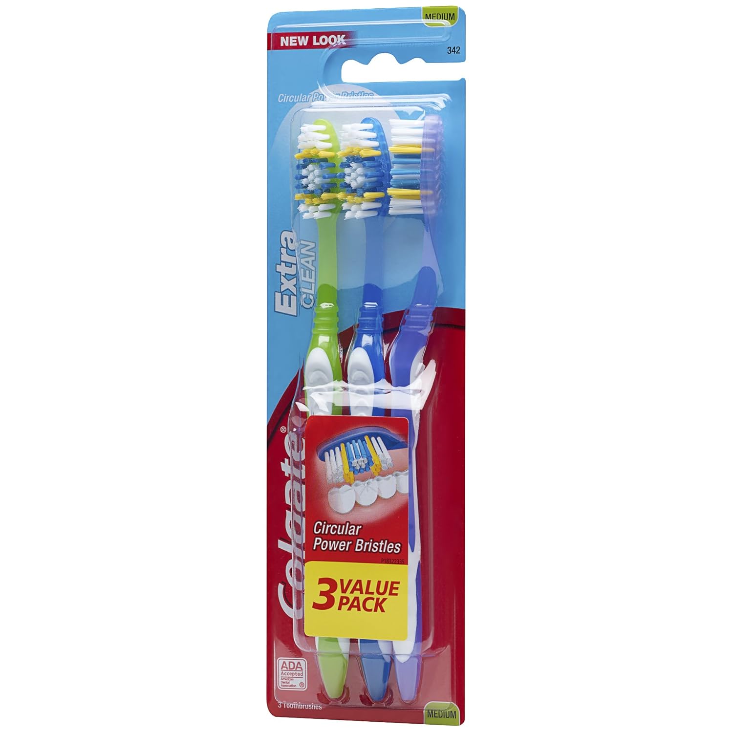 Colgate Extra Clean Full Head Toothbrush, Medium - 3 Count (Pack of 1) : Beauty