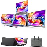 FOPO 15.6" Screen Extender, Quad Monitor | FHD 1080P Portable Monitor, Laptop Screen Extender for Laptop, Auto Rotation, Supports Laptops for 12"- 17.3"