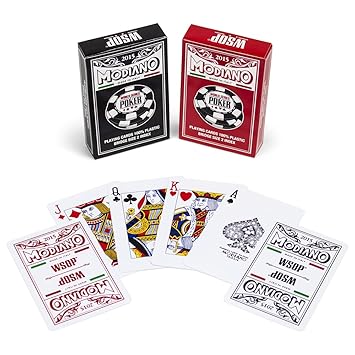Modiano 2015 World Series of Poker Plastic Playing Cards, Red/Black, Poker Size, Regular Index (RED)