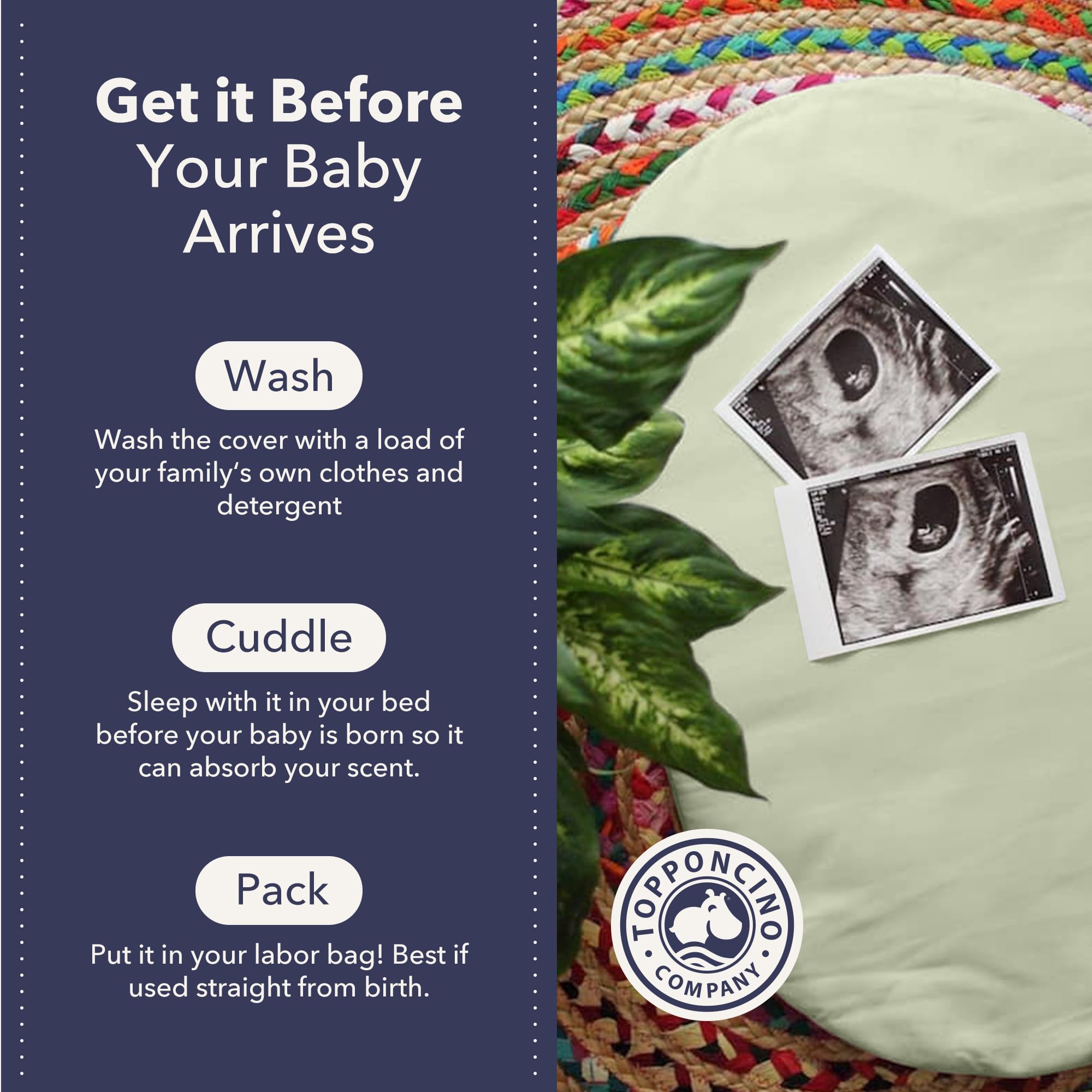 Montessori Baby Topponcino | Multifunctional Authentic Montessori Design | Simple Newborn Holding & Feeding Baby Support Pillow | Clean Infant Tummy Time Mat (Original, Sage Green)