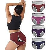 IGOLUMON Incontinence Underwear for Women, Period Panties Leak-Proof Underwear for Postpartum, Bladder Control, Reusable High Waisted Cotton Briefs 4 Pack