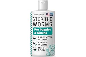 Dog and Cat Dewormer - 4 oz of Wormer Liquid to Paralyze and Expel Roundworms - Kitten and Puppy Dewormer