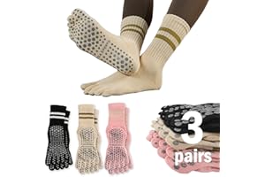 Sunolkie Pilates Yoga Non Slip Socks, Toe Compression Long Socks For Women, Sweat-absorbent Deodorant Anti-friction, 3 Pairs
