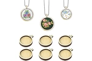 Dnyta 10pcs Mini Embroidered Hoop Round Tiny Cross Stitch Hoops for Art Craft Sewing Keychain Earrings Jewelry(1.6")