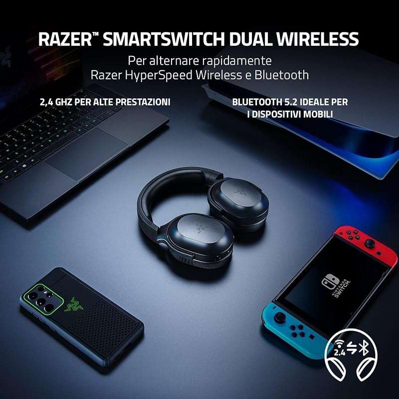 Barracuda X (2022) - Cuffia Wireless Multipiattaperma per Giochi e Dispositivi Mobili (SmartSwitch Dual Wireless, 250 g di Design Ergonomico, TriForce 40 mm, Microfono Cardioide) Nero
