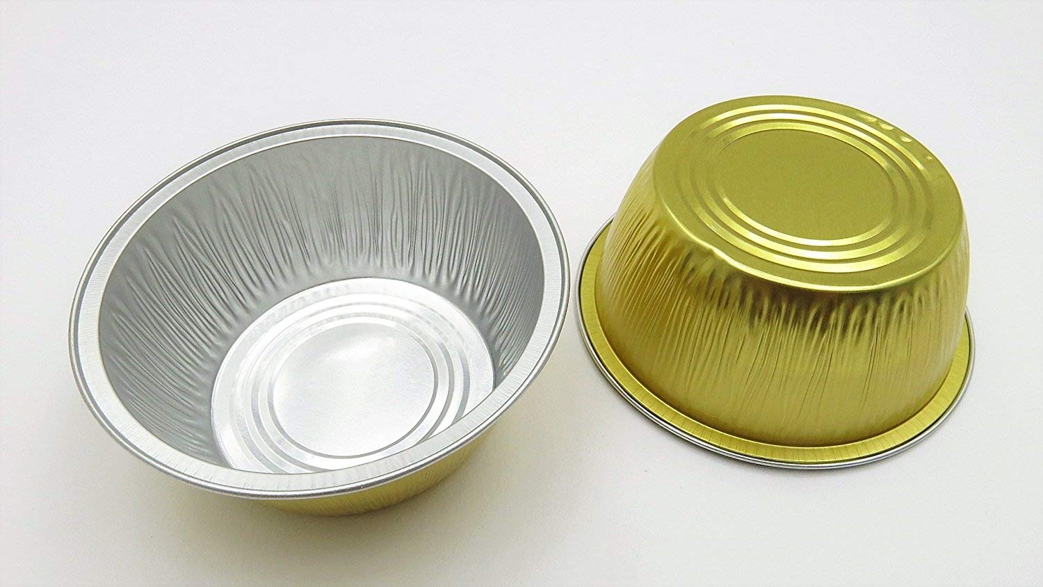 KitchenDance Disposable Colored Aluminum Foil Ramekins Pan - 4 Ounces Round Non-Stick Baking Pans Perfect for Home Baking, Bakeries, Restaurants, Pack of 100, #ALU-50 (Without Lid, Gold)