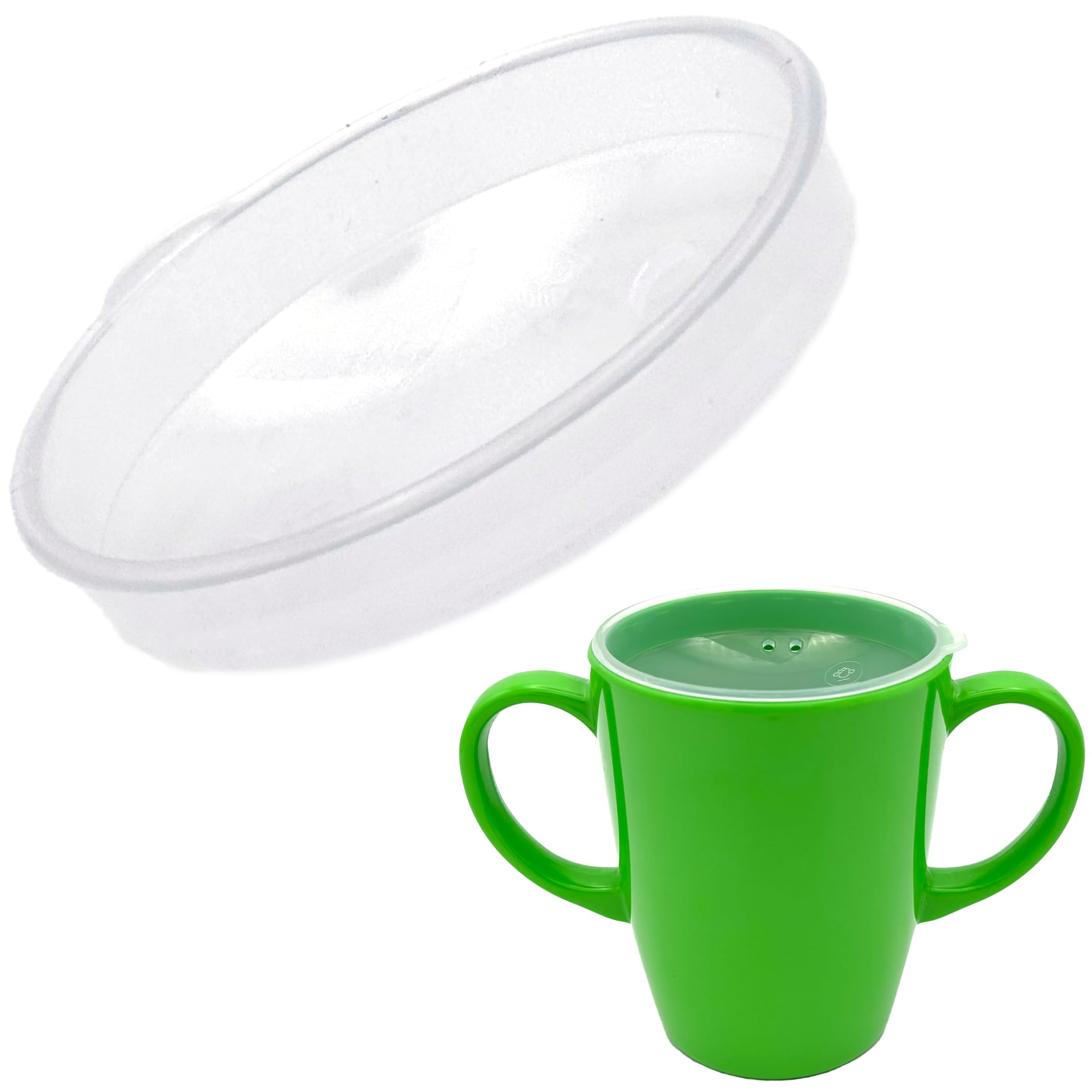 Rosa Lifestyle Mug Lids with Straw Hole (Pack of 2) - Secure & Easy Clean, Ideal for Straw Spill Free Sipping - Drinking Lid Aid for Elderly, Dementia, Tremors, Arthritis and Weak Grip