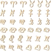 PH PandaHall 48pcs Zodiac Signs Charm Golden Constellation Charms 9.5~14mm Astrology Horoscope Pendants Alloy Zodiac Theme Charms for DIY Birthday Valentine's Day Necklace Bracelet Jewelry Making