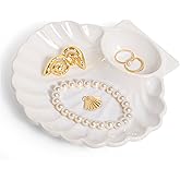 Large Seashell Jewelry Dish Trinket Tray for Women, White Ceramic Trinket Dish, Seashell Ring Holder, Cute Shell Jewelry Holder for Coastal Cowgirl, Coastal Granddaughter Room Decor, Stockholm Style