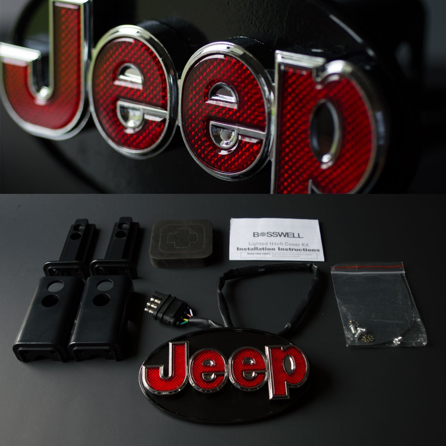 Automotive Hitch Covers Hitch Accessories Bosswell Jeep Hitch Cover Licensed LED Light Trailer