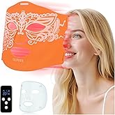 Red Light Therapy for Face Mask with Ice Compress, 850nm Infrared Red Light Therapy, 7+1 Light Modes Led Face Mask Light Therapy, Level 5 Timing, 3000mAh, Led Mask Light Therapy for Home, Orange